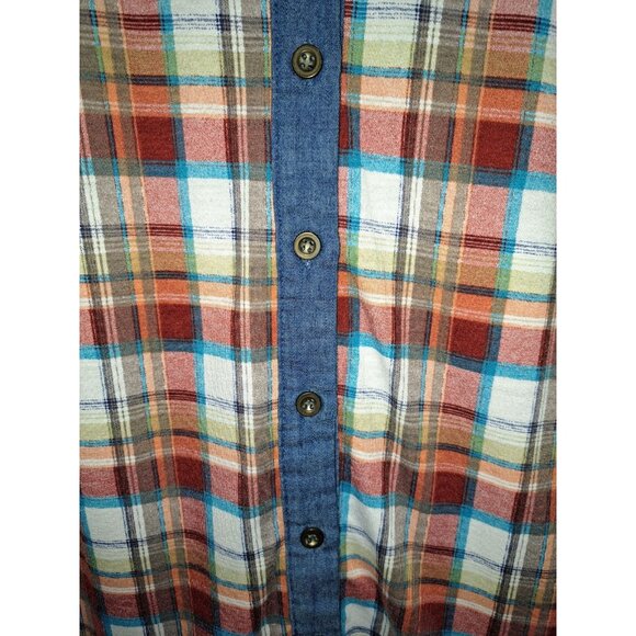 Stem & Vine Womens L Plaid Crochet Yoke Boho-Chic Sleeveless Button Up Top - Picture 3 of 7